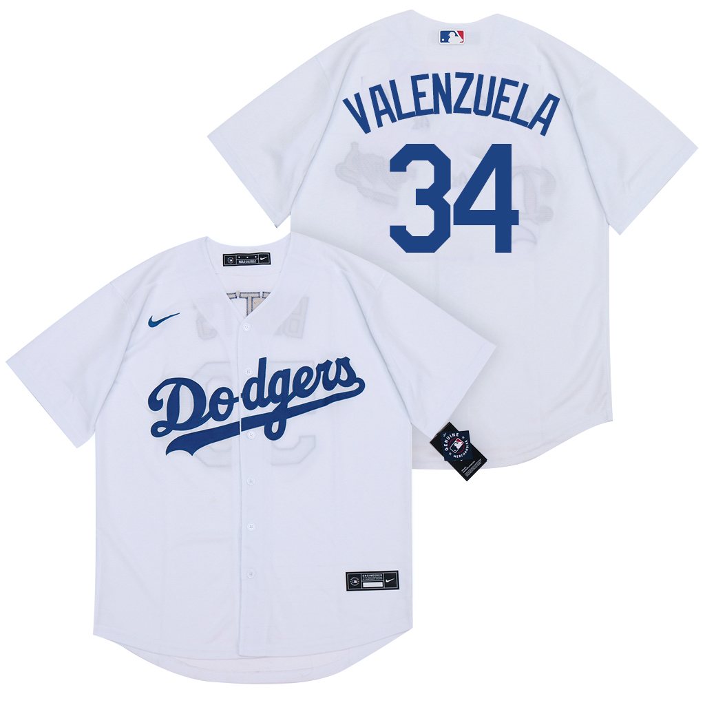 2020 Men Los Angeles Dodgers #34 Valenzuela white game MLB Jerseys->women nfl jersey->Women Jersey